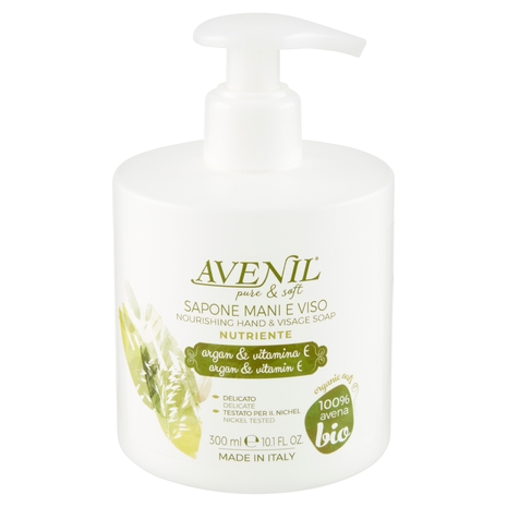 Avenil pure & soft Sapone Mani e Viso Nutriente argan & vitamina E 300 ml